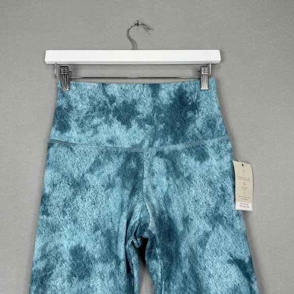 Onzie Womens Pants Small Blue Tie Dye High Rise Midi 7/8 Leggings Performance - Picture 2 of 13